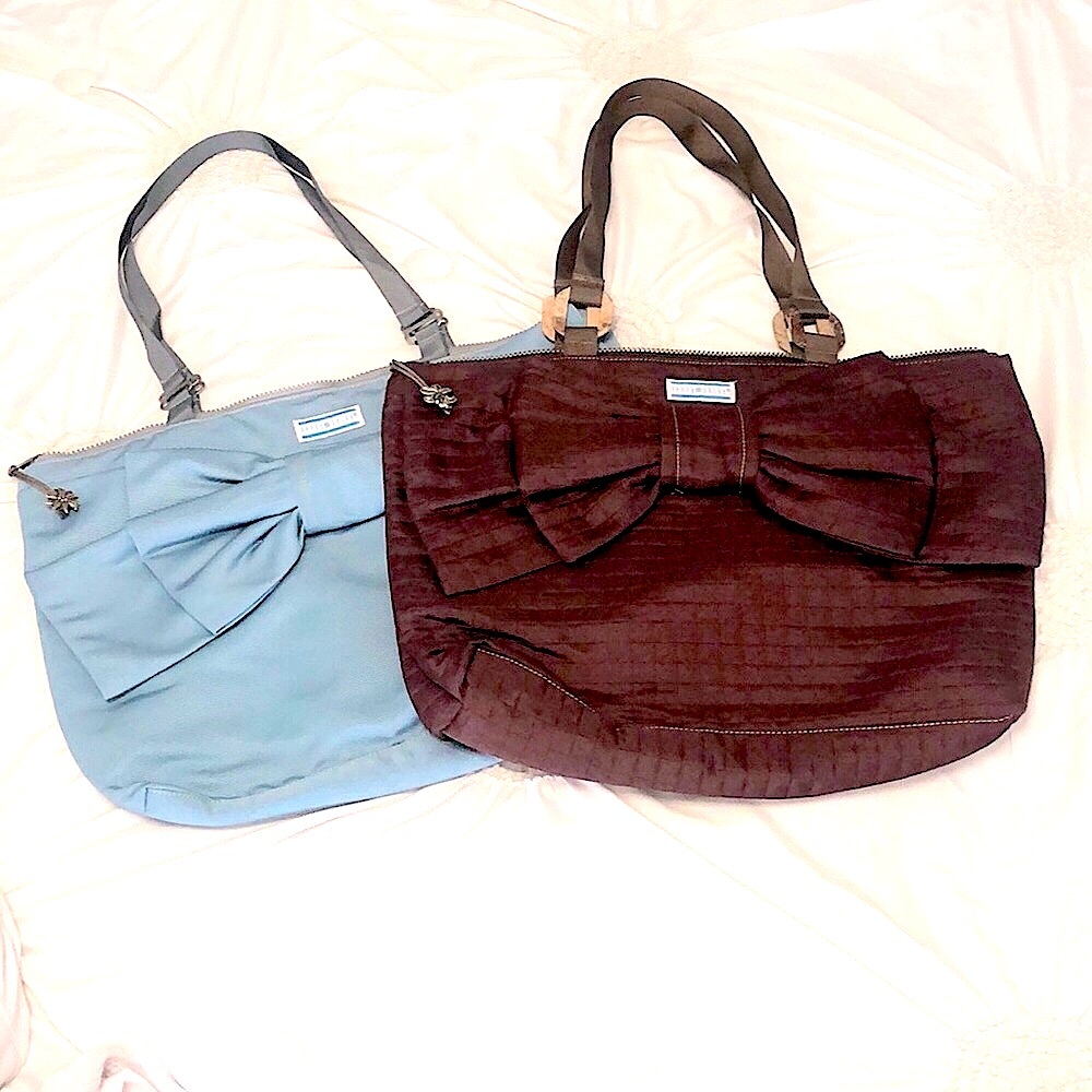 SET OF 2 LARGE BOW QUILTED PURSES